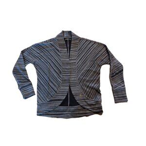 Prana Paradiso Cardigan Womens S Sweater Open Front Gray Heather Stripe Long Sl